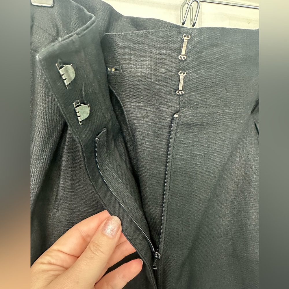 Vintage Liz Claiborne  Black Wide-Leg Linen Pants - Picture 2 of 6